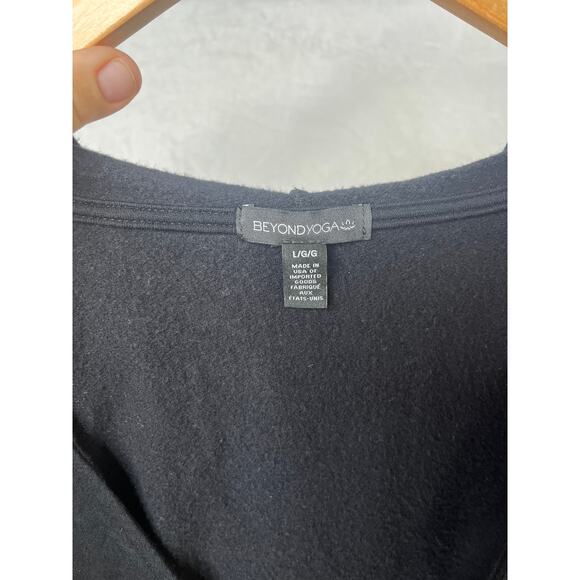 Beyond Yoga Cross Your Heart Wrap Hoodie Black sz L Activewear Pilates Lounge - Picture 4 of 6